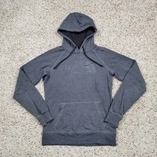 North Face Hoodie Womens Small Gray Zip Sweatshirt Sweater Spell Out Ladies A13*
