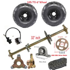 32" Go Kart ATV Live Rear Axle Kit Wheel Hub Brake Disc Rotor Sprocket Quad Cart