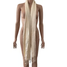 Pashmina Shawl Knit Womens One Size Beige Fringe