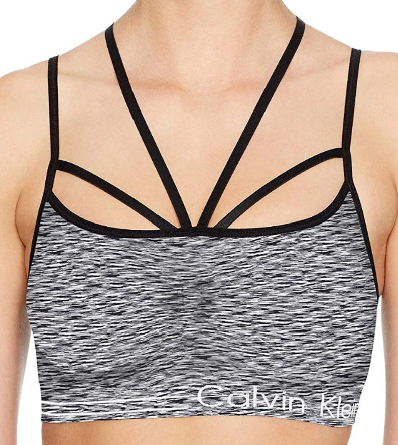 Calvin Klein Performance Women's Strappy Sports Bra Padded Cups Black  Medium NWT