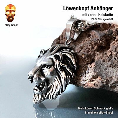 Löwe Anhänger Halskette Edelstahl Sternzeichen Panzerkette 1860 Löwenkopf 3