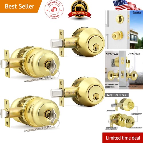 Matte Black Door Knob & Deadbolt Lock Set - Keyed Alike For Front Entry Door - Easy Install - View #9