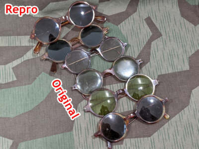 Repro WWII German Tortoise Shell Round MG Blendschutzbrille  display picture 3