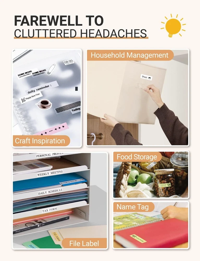 Bluetooth Label Maker Machine L1 with 4 Tapes, HD Portable Label Printer