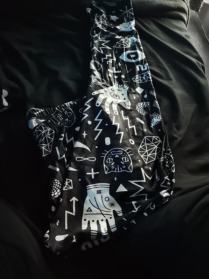 Leggings elásticas femininas bruxa preta wicca metal gótico caveira de quiromancia nova sem etiquetas G - Imagem 4 de 4