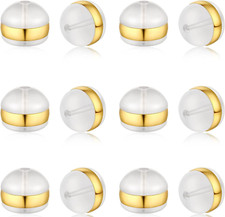 12Pcs Gold Soft Silicone Earring Backs for Studs Gold Belt Rubber Earring Backs