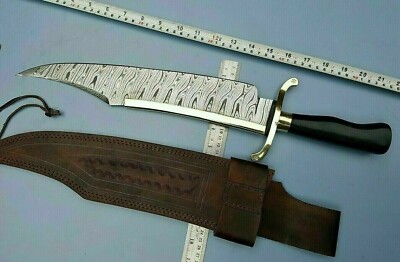 21" Custom Handmade Damascus Steel Taxus Bowie Knife With Leather Sheath |  eBay