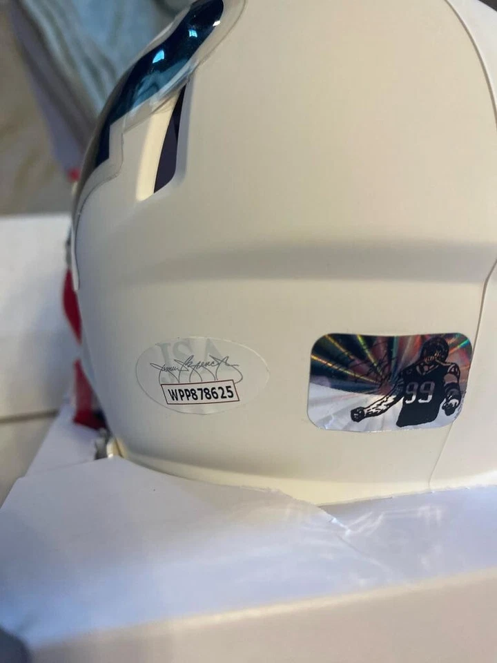 JJ WATT Auto Texans Flat White Mini Helmet Autograph JSA COA J.J. Signed - Image 4 of 4