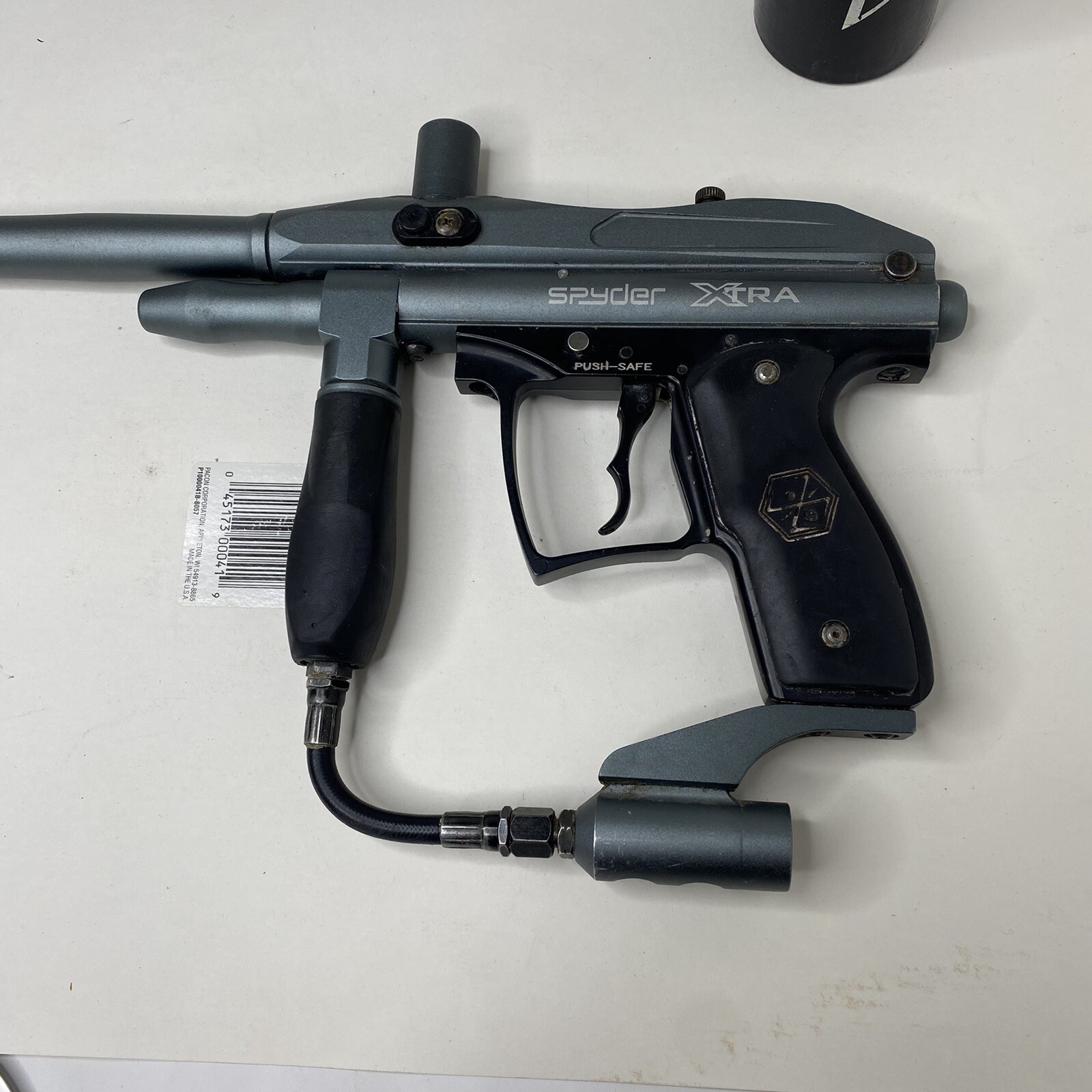 Spyder Xtra Charcoal Gray Blue SemiAuto Paintball Gun with Bearl and