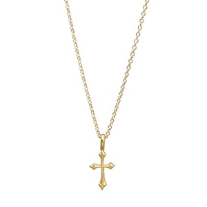 Dogeared "Faith" 14k Gold-Plated Mini Gothic Cross Pendant Necklace, 18" NEW