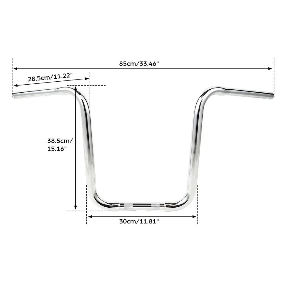 14 英寸上升猿衣架车把适合 Harley Sportster XL 软尾 Dyna 铬 — 第 2/4 张图片