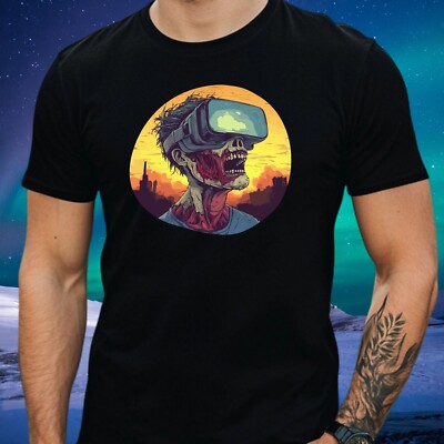 Men's Zombie T-Shirt with VR Glasses Motif Cotton Size XS to 5XL