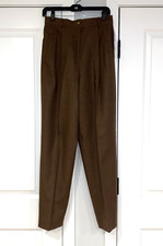 DAVID BROOKS  10  Vtg Wool Pants High Waist Pleat Taper Leg Brown NWT FREE SH