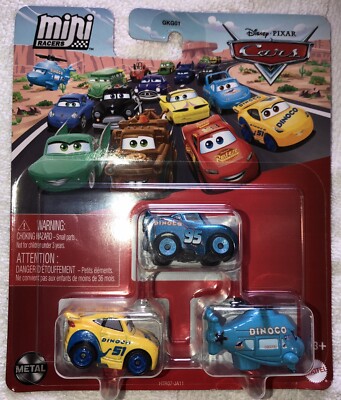 DISNEY PIXAR CARS MINI RACERS 3 PACK ROTOR TURBOSKY, DINOCO L. MCQUEEN ...