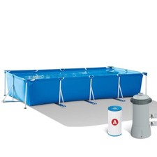Piscina Gonfiabile Rettangolare 3 Strati 450x220x84 Pompa Filtro Cartuccia 74NP