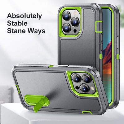 For iPhone 16 Pro Max Plus 15 14 13 12 11 Stand Case Heavy Duty Shockproof Cover