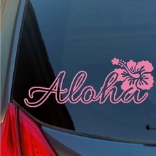 Aloha Hibiscus outlined vinyl sticker decal car truck home SUV Hawaii flower HI