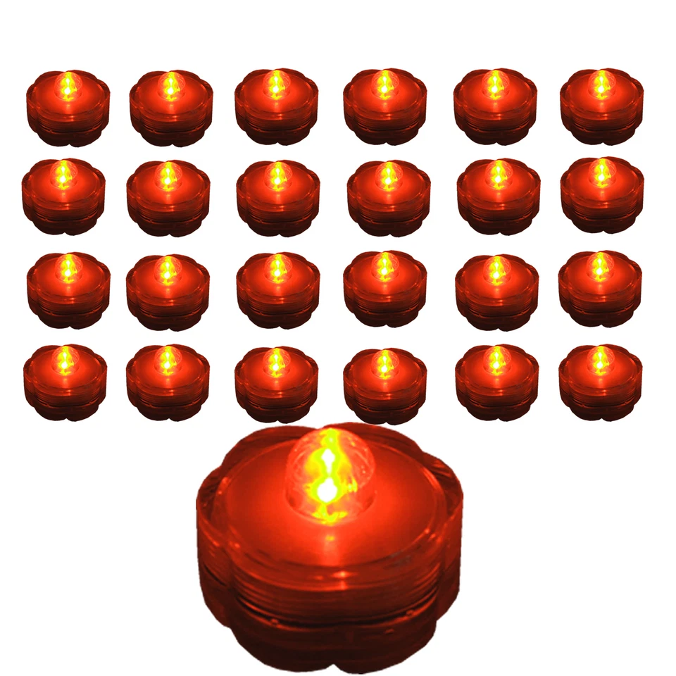 24 pc set ORANGE Jack-O-Lantern Pumpkin LED Battery Tea Light~HALLOWEEN~ FREE SH - Image 3 of 4