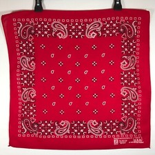 Paris Accessories Red Paisley Bandana Made In U.S.A. 20" X 19.5" Vintage
