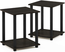 End Table Simplistic Set of 2 Espresso And Black NEW