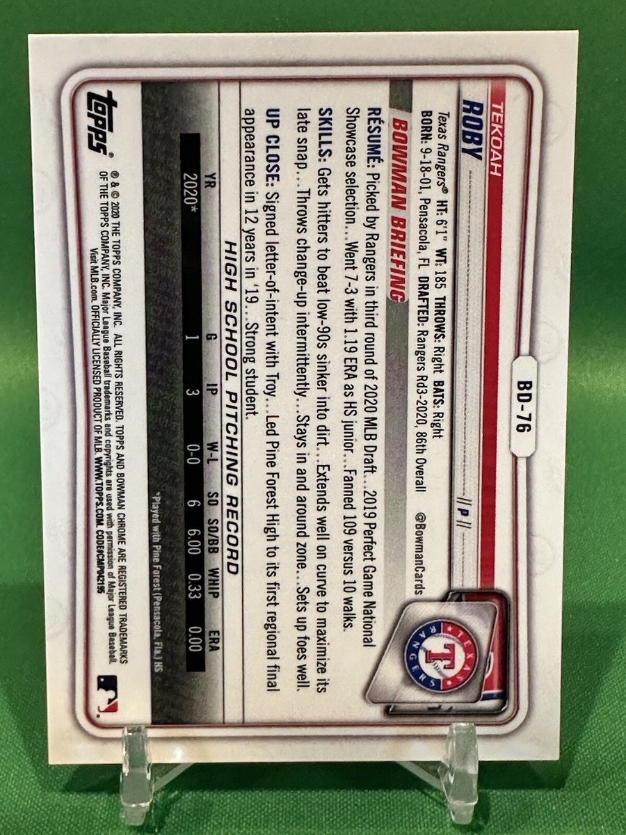 2020 Bowman Draft - Chrome Tekoah Roby #BD-76 Blue Refractor /150