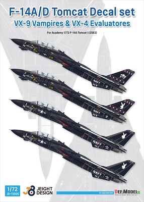 DEF Model 1/72 F-14A/D Tomcat VX-4 Evaluators & VX-9 Vampires Waterslide Decals