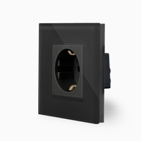 Wandsteckdose Steckdose Mit Glasrahmen Unterputz Glas Schwarz Luxus-Time