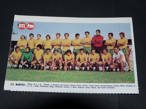 RARE ANCIEN POSTER FCN FC Nantes 1980 Onze Europe 1 recto Marius Trésor
