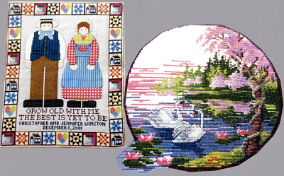 Prairie Couple Wedding Sampler Mill Pond Swans Water Lily CROSS STITCH PATTERNS