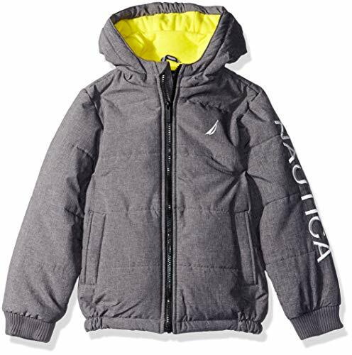 Nautica Boy's Water Resistant Bubble Gray Yellow Jacket Storm Size 14/16 Large - Picture 5 of 8