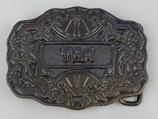 Oden Inc "TOM" Brass 2.25"x3" Belt Buckle Western Vintage Personalized