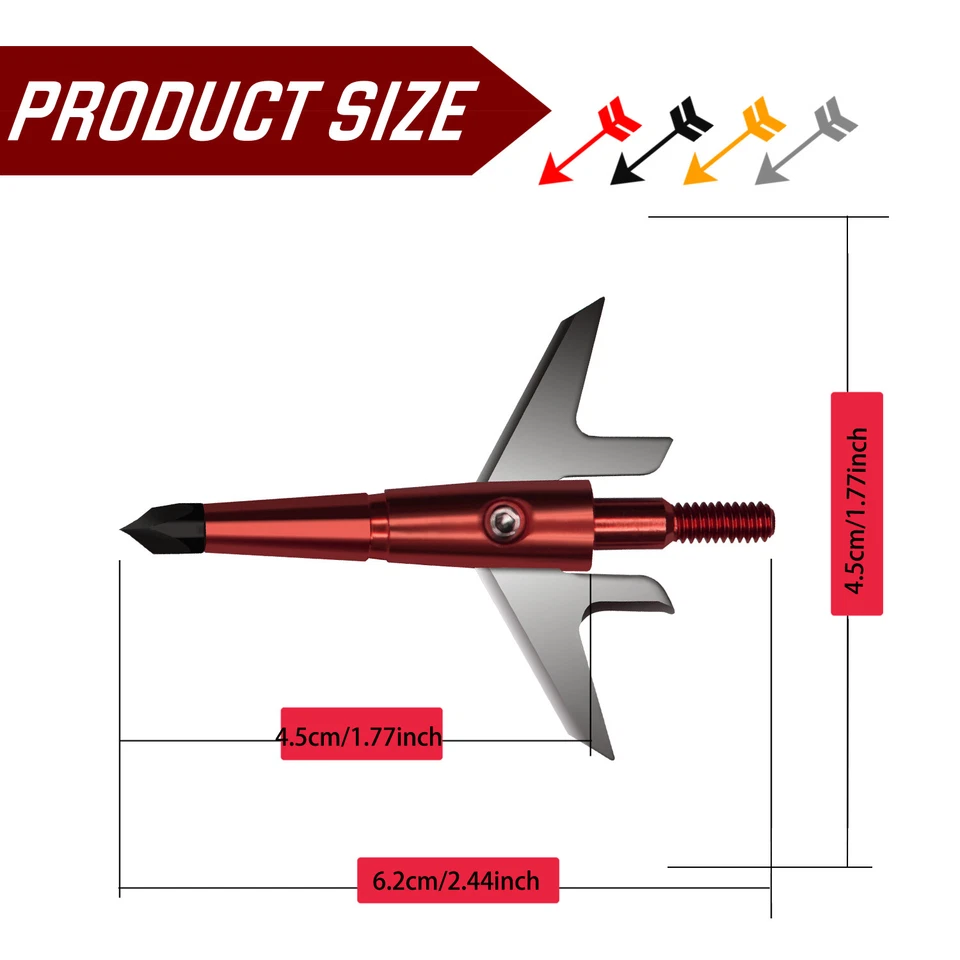 12PCS Red Swhacker Broadheads 100 Gr 2 Blade Hunting Arrowhead Arrow Tips Box - Image 3 of 4