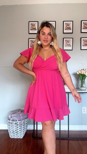 Strech Plus Size Casual Dress Women's V Neck A-Line Knee Length Wrap Dress New - Picture 2 of 10