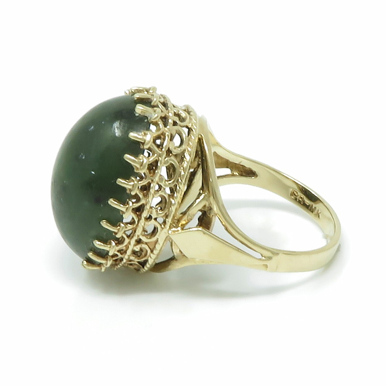 NYJEWEL 14k Yellow Gold Large Nephrite Jade Ring - image 3