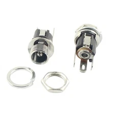2Pcs DC Power Jack Female 3 Pin Panel Mount Socket Connector DC025M 5.5x2.1mm