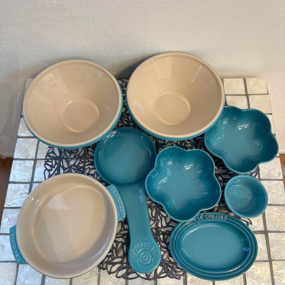 Le Creuset Caribbean Blue Set of 12 items Unused | eBay