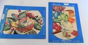 Vintage-Meyercord-Decals-Kitchen-Theme-Veggies-Flour-Set-of-Two