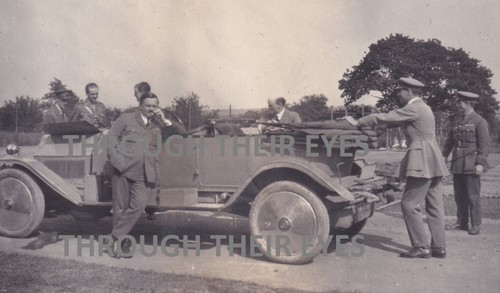 Original WW1 photo & negative RAF Officers laarge car