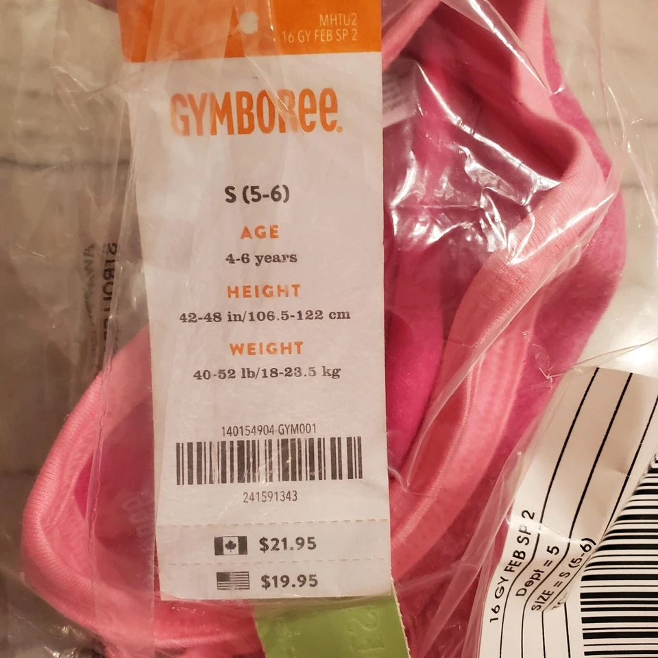 Nuevo - Nuevo con etiquetas Sujetador deportivo Gymboree Gymgo rosa talla pequeña (5-6) en paquete Foto 3 de 4