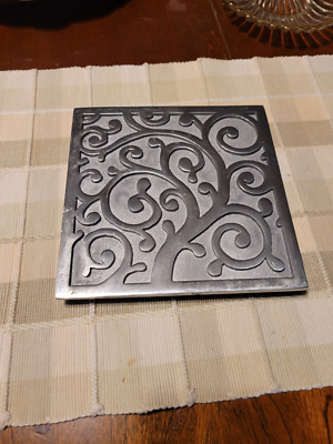 Copo Trivet silver relief scroll pattern Wilton 7'' footed made in Thailand