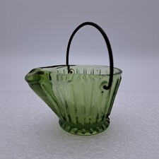Cenicero miniatura vintage cubo de carbón cubo de vidrio verde palillo de dientes cubo