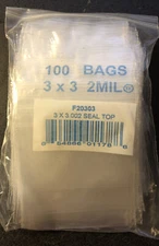 100 Small 3"x 3" / 2 Mil Quality ~ Plastic Seal-Top Bags