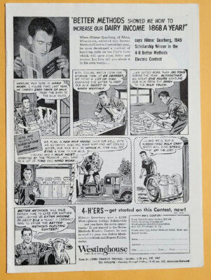 Original 1946 Westinghouse Ad Features Hilmar Quarberg, Alma, Wisconsin  Photo