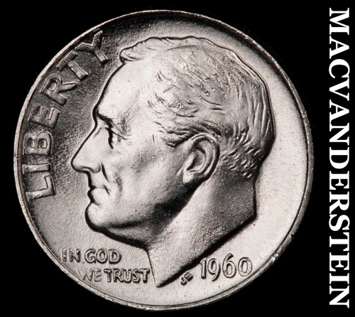 1960 Roosevelt Dime- Silver- Choice Gem Brilliant Uncirculated+++ #J2103