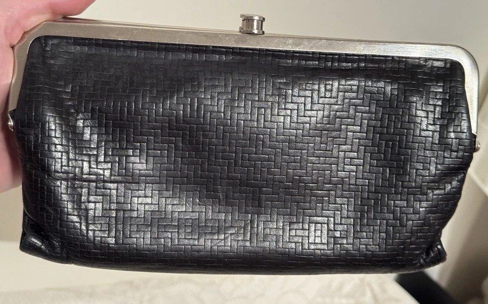 HOBO Lauren Black Embossed Patent Leather Double-Frame Clutch Wallet - Image 3 of 4