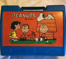 charlie brown lunch box flask peanuts snoopy 1980s vintage