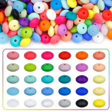 180PCS Silicone Lentil Beads, 30 Colors 12mm Spacer Beads