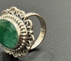 Emerald Filigree Ring Sterling Silver Vintage Beautiful Green Must see — photo 8