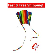 Lightweight Rainbow Parafoil Kite with 700ft String - Perfect for Beach Fun