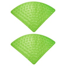 2pcs Non Slip Shower Mat 21"x21" Triangle Shower Mats with Suction Cups, Green